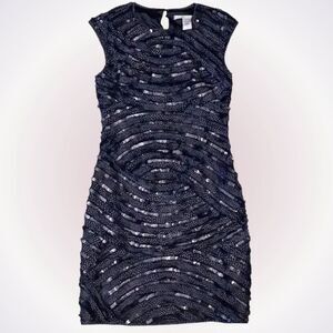 DVF Black Mini High Neck Sequin Dress | Sz 4